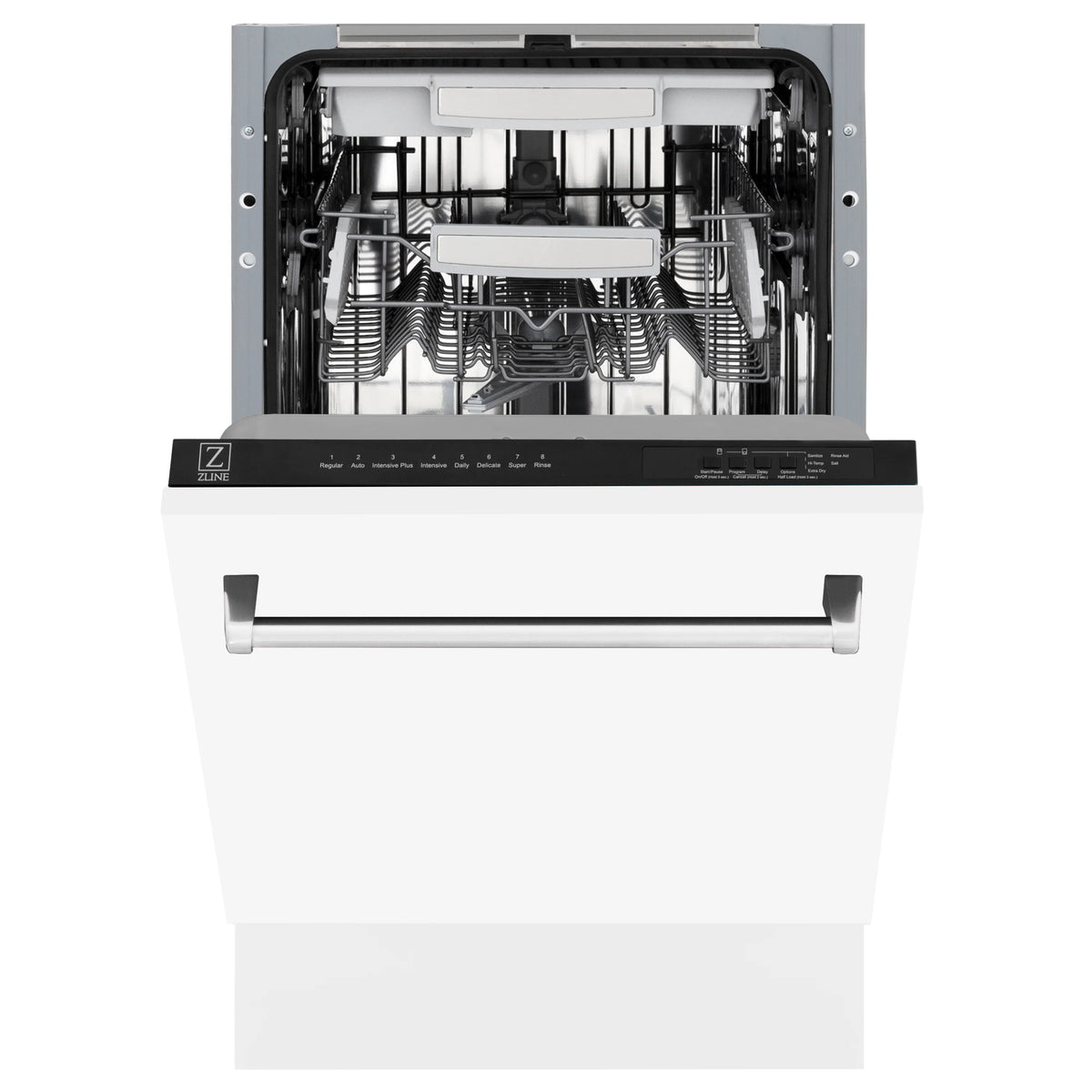 ZLINE 18&quot; Tallac Series 3rd Rack Top Control Dishwasher in White Matte with Stainless Steel Tub, 51dBa (DWV-WM-18)