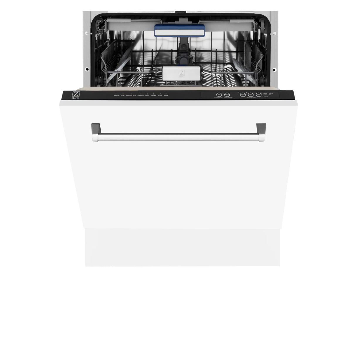 ZLINE 24&quot; Tallac Series 3rd Rack Tall Tub Dishwasher in White Matte with Stainless Steel Tub, 51dBa (DWV-WM-24)