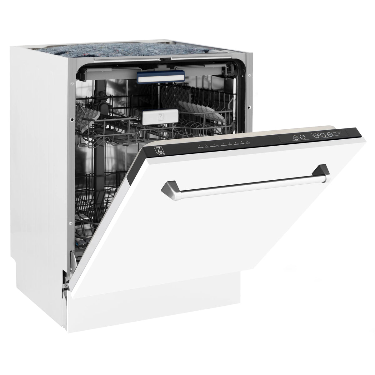 ZLINE 24&quot; Tallac Series 3rd Rack Tall Tub Dishwasher in White Matte with Stainless Steel Tub, 51dBa (DWV-WM-24)