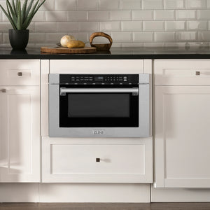 ZLINE 24" 1.2 cu. ft. Built-in Microwave Drawer with a Traditional Handle in Fingerprint Resistant Stainless Steel