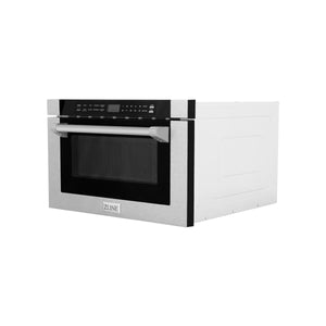 ZLINE 24" 1.2 cu. ft. Built-in Microwave Drawer with a Traditional Handle in Fingerprint Resistant Stainless Steel