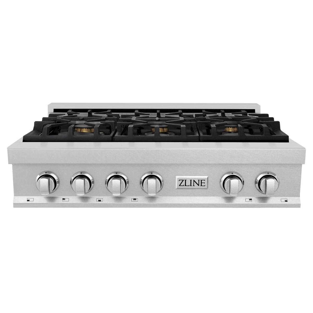 ZLINE - 36&quot; Porcelain Gas Stovetop in Fingerprint Resistant Stainless Steel with 6 Gas Brass Burners (RTS-BR-36)