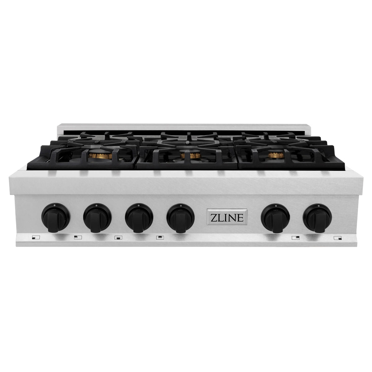 ZLINE - Autograph Edition 36&quot; Porcelain Rangetop with 6 Gas Burners in Fingerprint Resistant Stainless Steel and Matte Black Accents (RTSZ-36-MB)