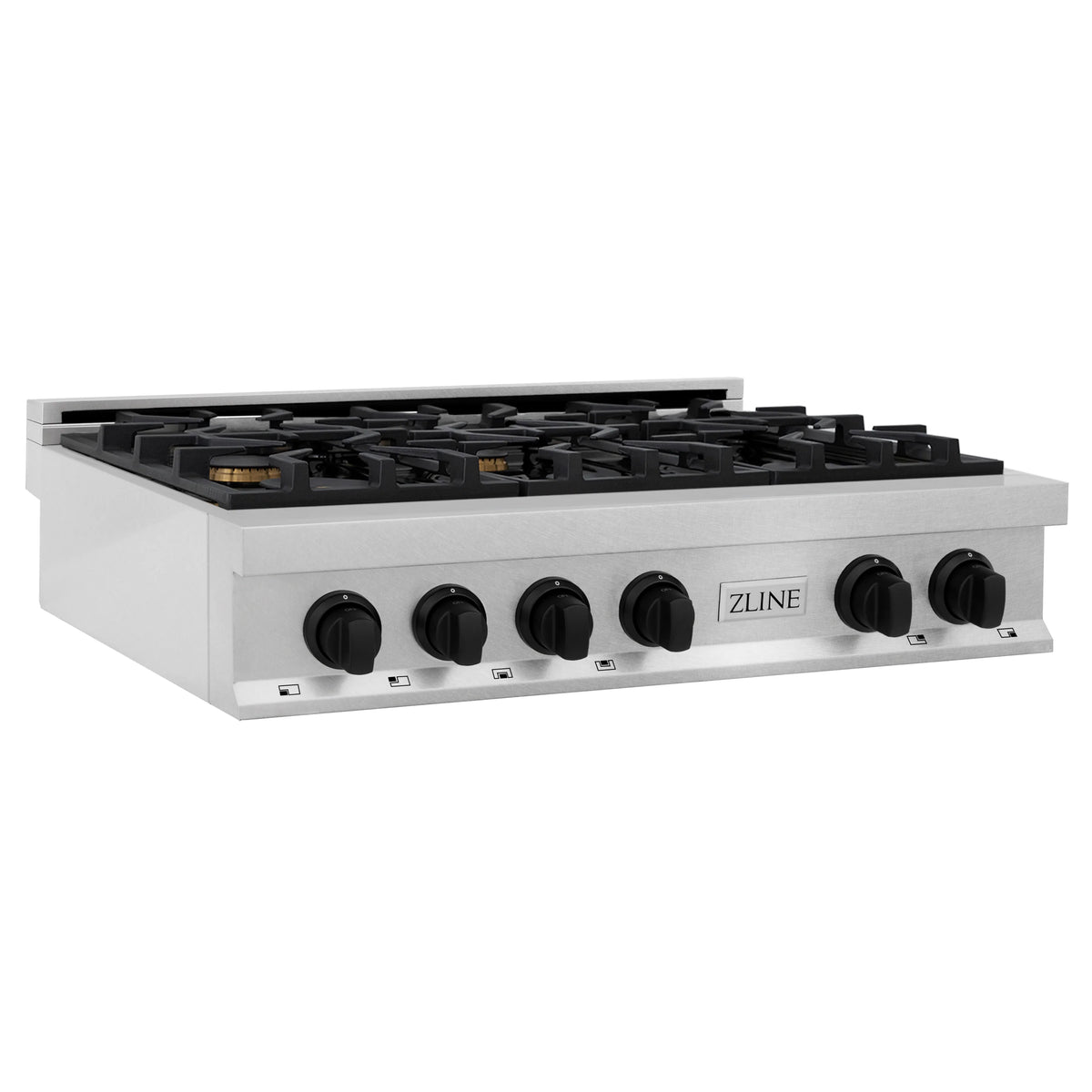 ZLINE - Autograph Edition 36&quot; Porcelain Rangetop with 6 Gas Burners in Fingerprint Resistant Stainless Steel and Matte Black Accents (RTSZ-36-MB)