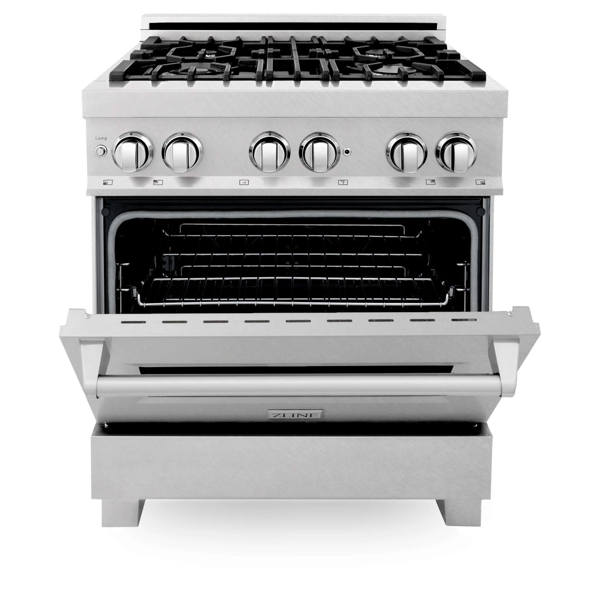 ZLINE - 30 in. Kitchen Package with Satin Stainless Steel Dual Fuel Range and Convertible Vent Range Hood