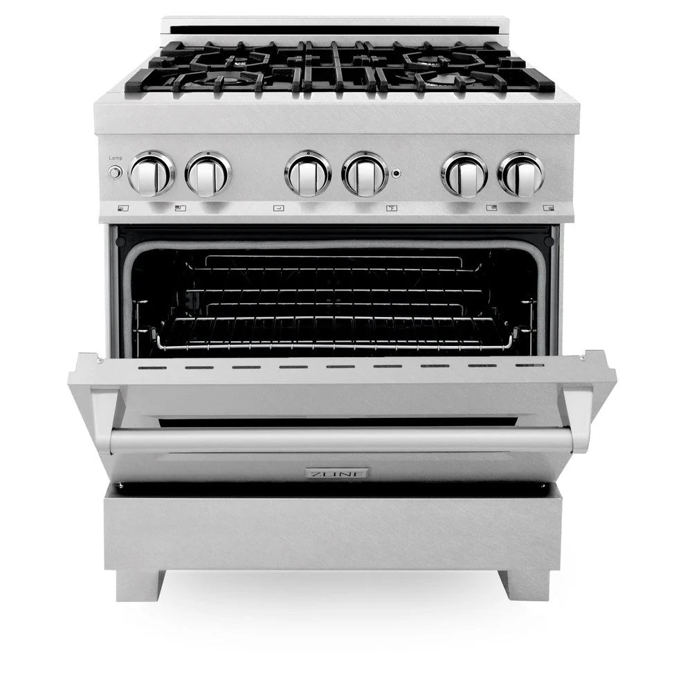 ZLINE - 30 in. 4.0 cu. ft. Legacy Dual Fuel Range with 4 Burner Gas Cooktop and Electric Convection Oven in Satin Stainless Steel