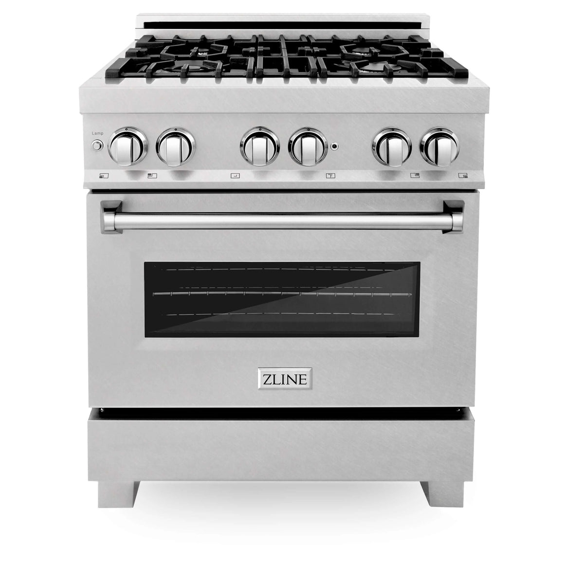 ZLINE - 30 in. Kitchen Package with Satin Stainless Steel Dual Fuel Range and Convertible Vent Range Hood