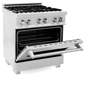 ZLINE - 30 in. 4.0 cu. ft. Legacy Dual Fuel Range with 4 Burner Gas Cooktop and Electric Convection Oven in Satin Stainless Steel