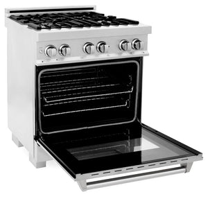 ZLINE - 30 in. 4.0 cu. ft. Legacy Dual Fuel Range with 4 Burner Gas Cooktop and Electric Convection Oven in Satin Stainless Steel