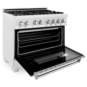 ZLINE - 36 in. Kitchen Package with Satin Stainless Steel Dual Fuel Range and Convertible Vent Range Hood