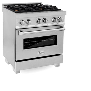 ZLINE - 30 in. 4.0 cu. ft. Legacy Dual Fuel Range with Gas Cooktop and Electric Convection Oven in Satin Stainless Steel with 4 Brass Burners