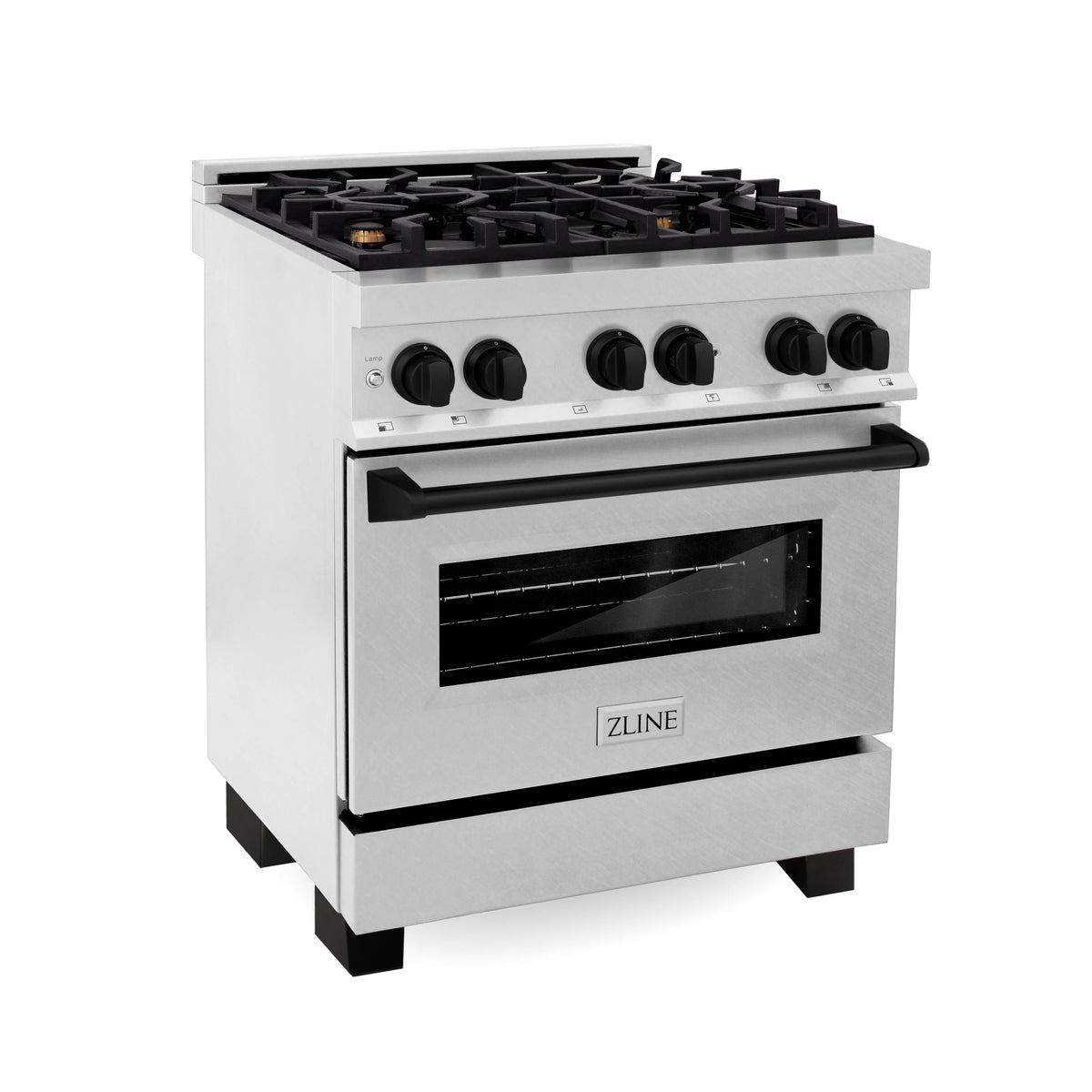 ZLINE - Autograph Edition 30&quot; 4.0 cu. ft. Dual Fuel Range, Gas Stove, Electric Oven in Fingerprint Resistant Stainless Steel with Matte Black Accents