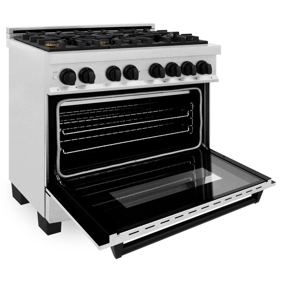 ZLINE - Autograph Edition 36&quot; 4.6 cu. ft. Dual Fuel Range, Gas Stove, and Electric Oven in Fingerprint Resistant Stainless Steel, Matte Black Accents