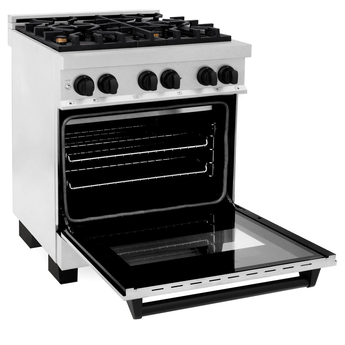 ZLINE - Autograph Edition 30&quot; 4.0 cu. ft. Dual Fuel Range, Gas Stove, Electric Oven in Fingerprint Resistant Stainless Steel with Matte Black Accents