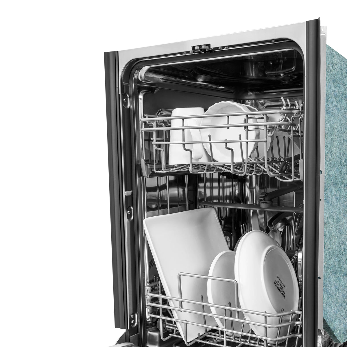 ZLINE 18 in. Compact DuraSnow® Top Control Dishwasher with Stainless Steel Tub and Modern Style Handle, 52dBa (DW-SN-18)