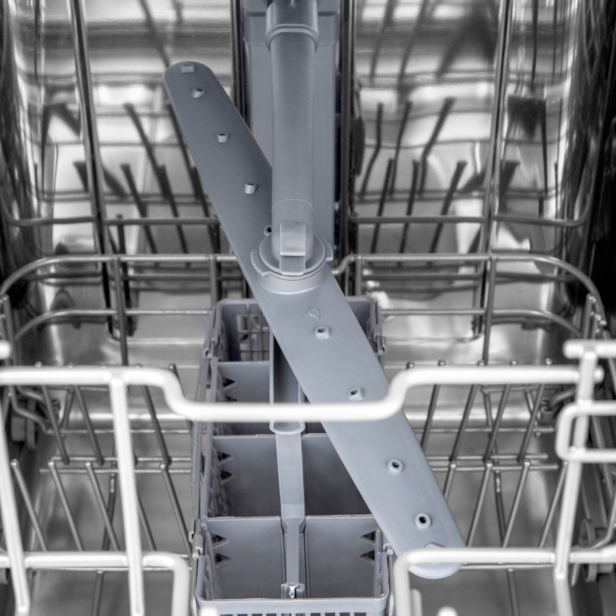 ZLINE 18 in. Compact DuraSnow® Top Control Dishwasher with Stainless Steel Tub and Modern Style Handle, 52dBa (DW-SN-18)