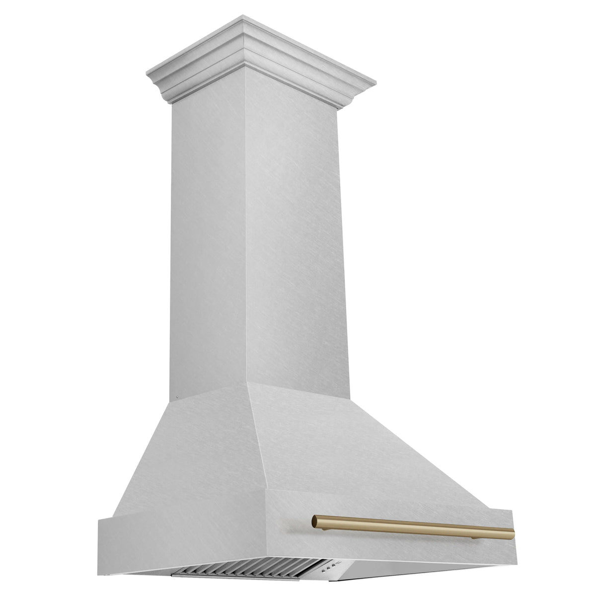 ZLINE - Autograph Edition 30 in. Satin Stainless Steel Wall Mount Range Hood with Champagne Bronze Handle
