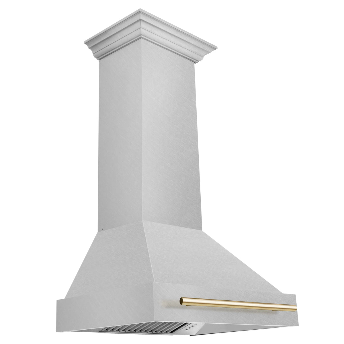ZLINE - Autograph Edition 30 in. Satin Stainless Steel Wall Mount Range Hood with Champagne Bronze Handle