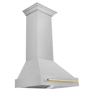 ZLINE - Autograph Edition 30 in. Satin Stainless Steel Wall Mount Range Hood with Gold Handle