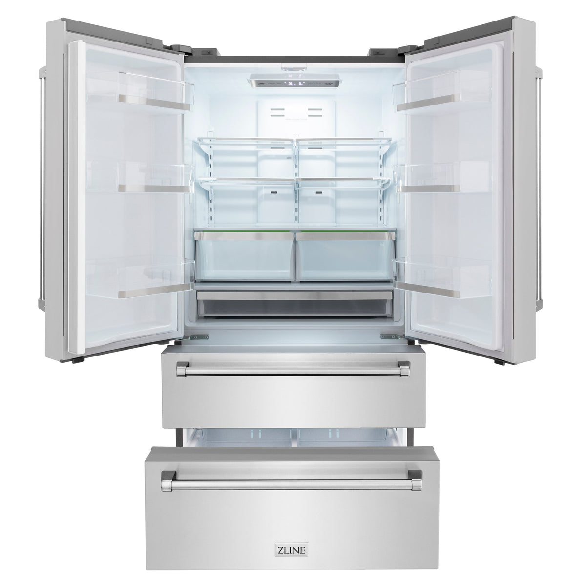 ZLINE - 36&quot; 22.5 cu. ft French Door Refrigerator with Ice Maker in Fingerprint Resistant Stainless Steel