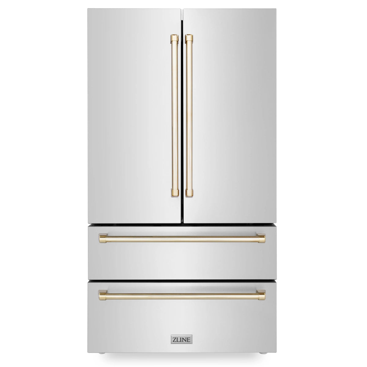 ZLINE - 36&quot; Autograph Edition Kitchen Package with Stainless Steel Dual Fuel Range, Range Hood, Dishwasher and Refrigeration with Gold Accents