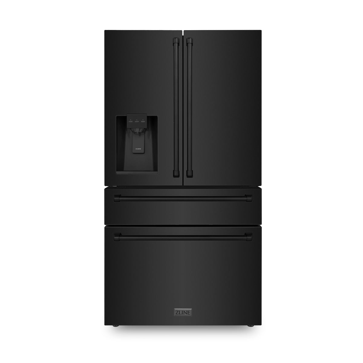 ZLINE - 36&quot; 21.6 cu. ft  French Door Refrigerator with Water and Ice Dispenser in Fingerprint Resistant Black Stainless Steel