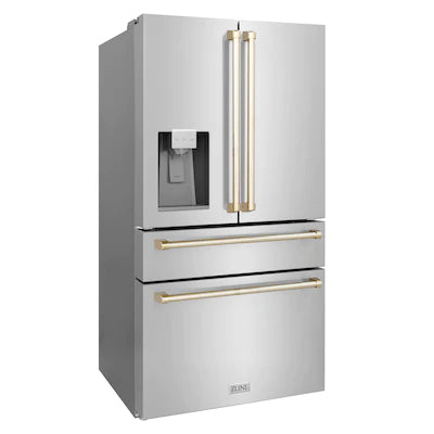 ZLINE - 36&quot; Autograph Edition Kitchen Package with Stainless Steel Dual Fuel Range, Range Hood, Dishwasher and Refrigeration with Gold Accents