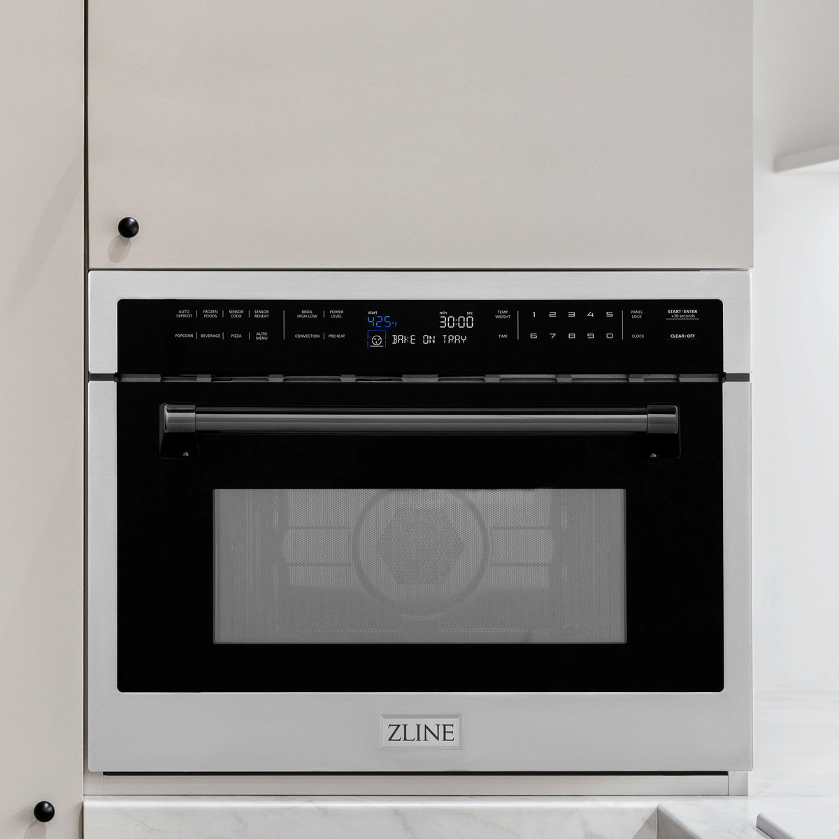 ZLINE - Autograph Edition 24&quot; 1.6 cu ft. Built-in Convection Microwave Oven in Stainless Steel and Matte Black Accents