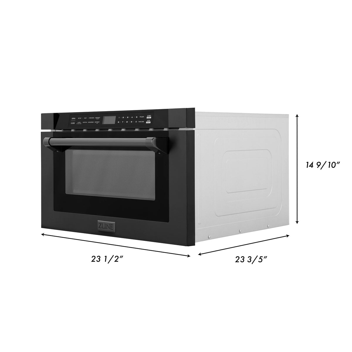 ZLINE 24&quot; 1.2 cu. ft. Built-in Microwave Drawer with a Traditional Handle in Black Stainless Steel