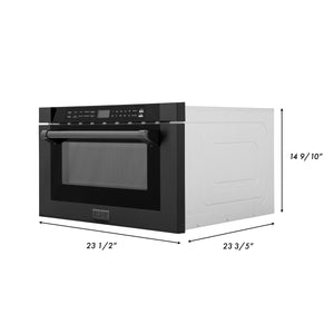 ZLINE 24" 1.2 cu. ft. Built-in Microwave Drawer with a Traditional Handle in Black Stainless Steel