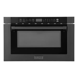 ZLINE 24" 1.2 cu. ft. Built-in Microwave Drawer with a Traditional Handle in Black Stainless Steel