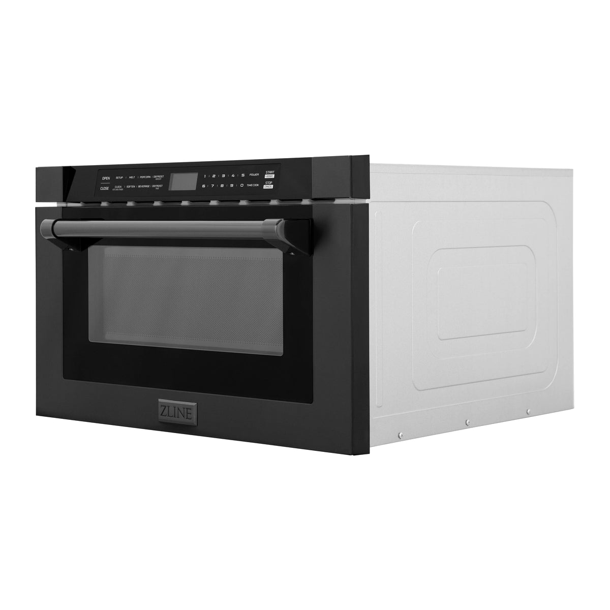 ZLINE 24&quot; 1.2 cu. ft. Built-in Microwave Drawer with a Traditional Handle in Black Stainless Steel