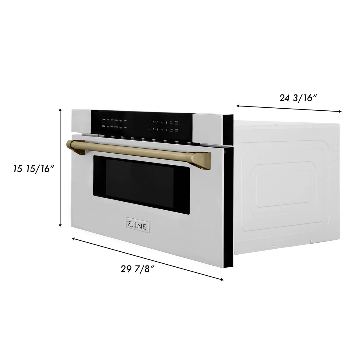 ZLINE - Autograph Edition 30&quot; 1.2 cu. ft. Built-In Microwave Drawer in Stainless Steel with Champagne Bronze Accents