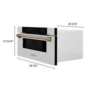 ZLINE - Autograph Edition 30" 1.2 cu. ft. Built-In Microwave Drawer in Stainless Steel with Champagne Bronze Accents