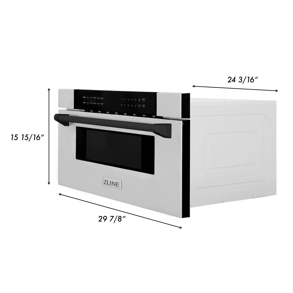 ZLINE - Autograph Edition 30&quot; 1.2 cu. ft. Built-In Microwave Drawer in Stainless Steel with Matte Black Accents
