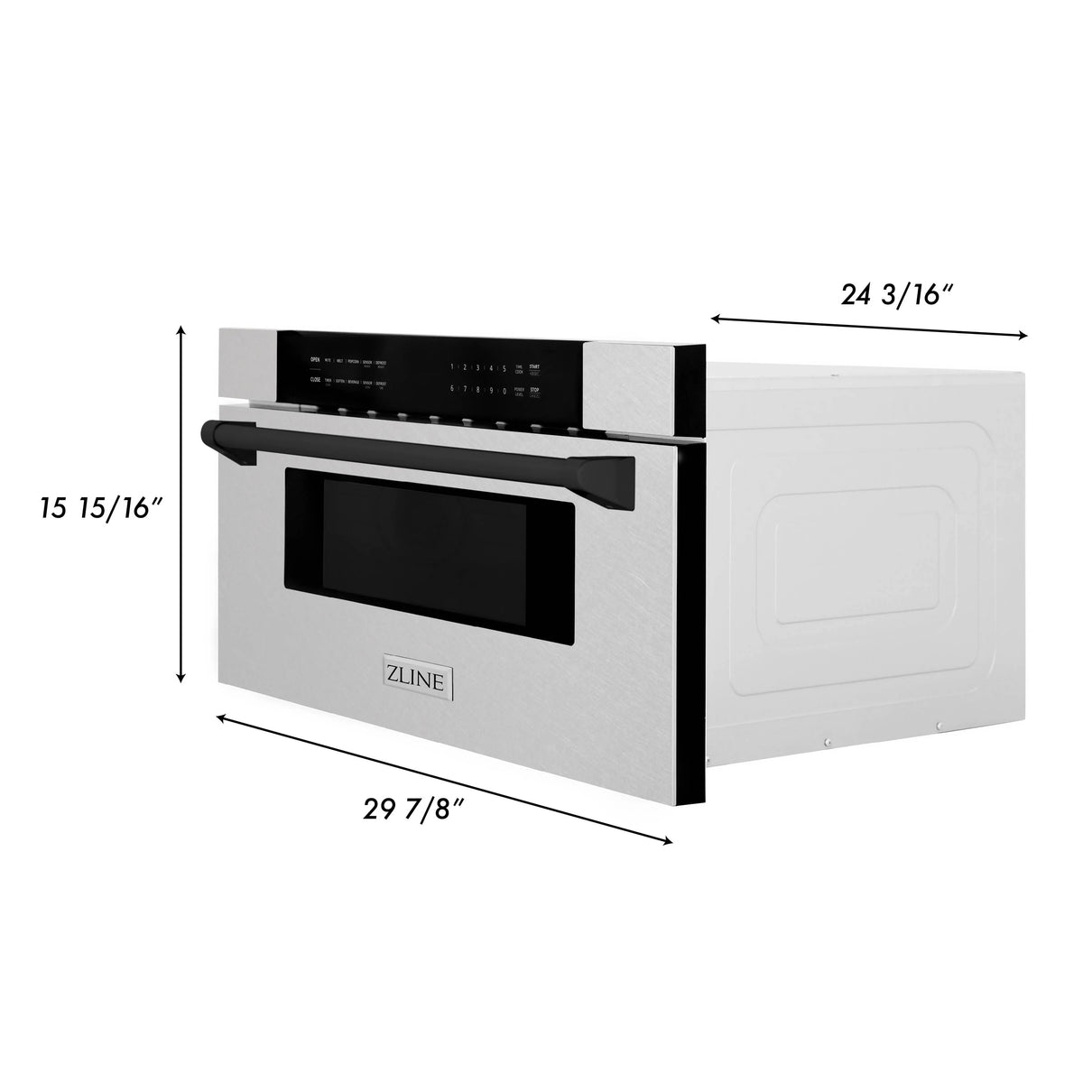 ZLINE - Autograph Edition 30&quot; 1.2 cu. ft. Built-In Microwave Drawer in Fingerprint Resistant Stainless Steel with Matte Black Accents