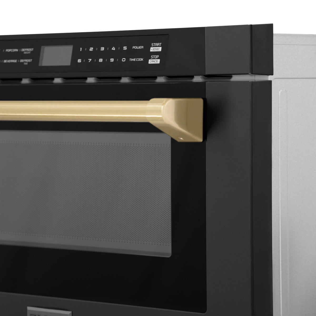ZLINE - Autograph Edition 24&quot; 1.2 cu. ft. Built-in Microwave Drawer in Black Stainless Steel and Champagne Bronze Accents