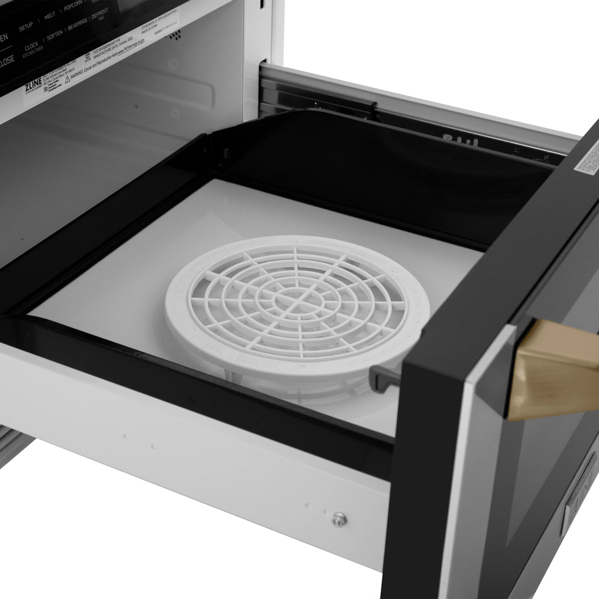 ZLINE - Autograph Edition 24&quot; 1.2 cu. ft. Built-in Microwave Drawer with a Traditional Handle in Stainless Steel and Champagne Bronze Accents