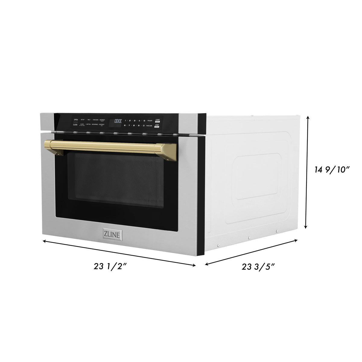 ZLINE - Autograph Edition 24&quot; 1.2 cu. ft. Built-in Microwave Drawer with a Traditional Handle in Stainless Steel and Gold Accents