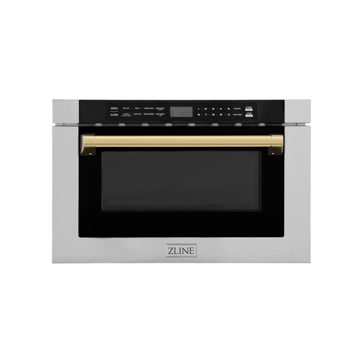 ZLINE - Autograph Edition 24&quot; 1.2 cu. ft. Built-in Microwave Drawer with a Traditional Handle in Stainless Steel and Gold Accents