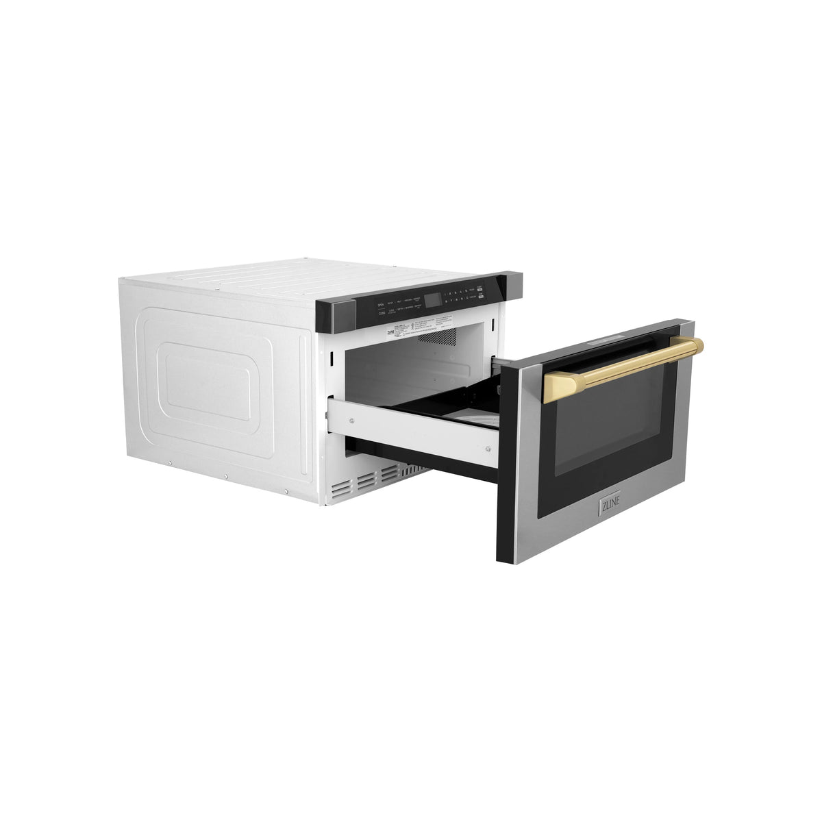 ZLINE - Autograph Edition 24&quot; 1.2 cu. ft. Built-in Microwave Drawer with a Traditional Handle in Stainless Steel and Gold Accents