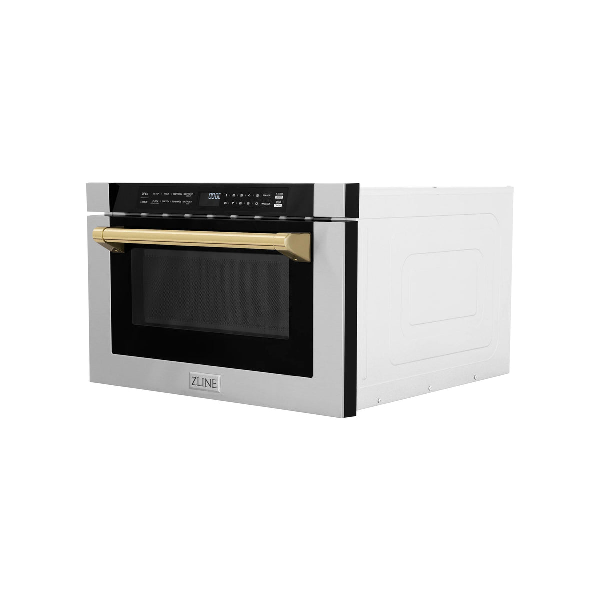 ZLINE - Autograph Edition 24&quot; 1.2 cu. ft. Built-in Microwave Drawer with a Traditional Handle in Stainless Steel and Gold Accents