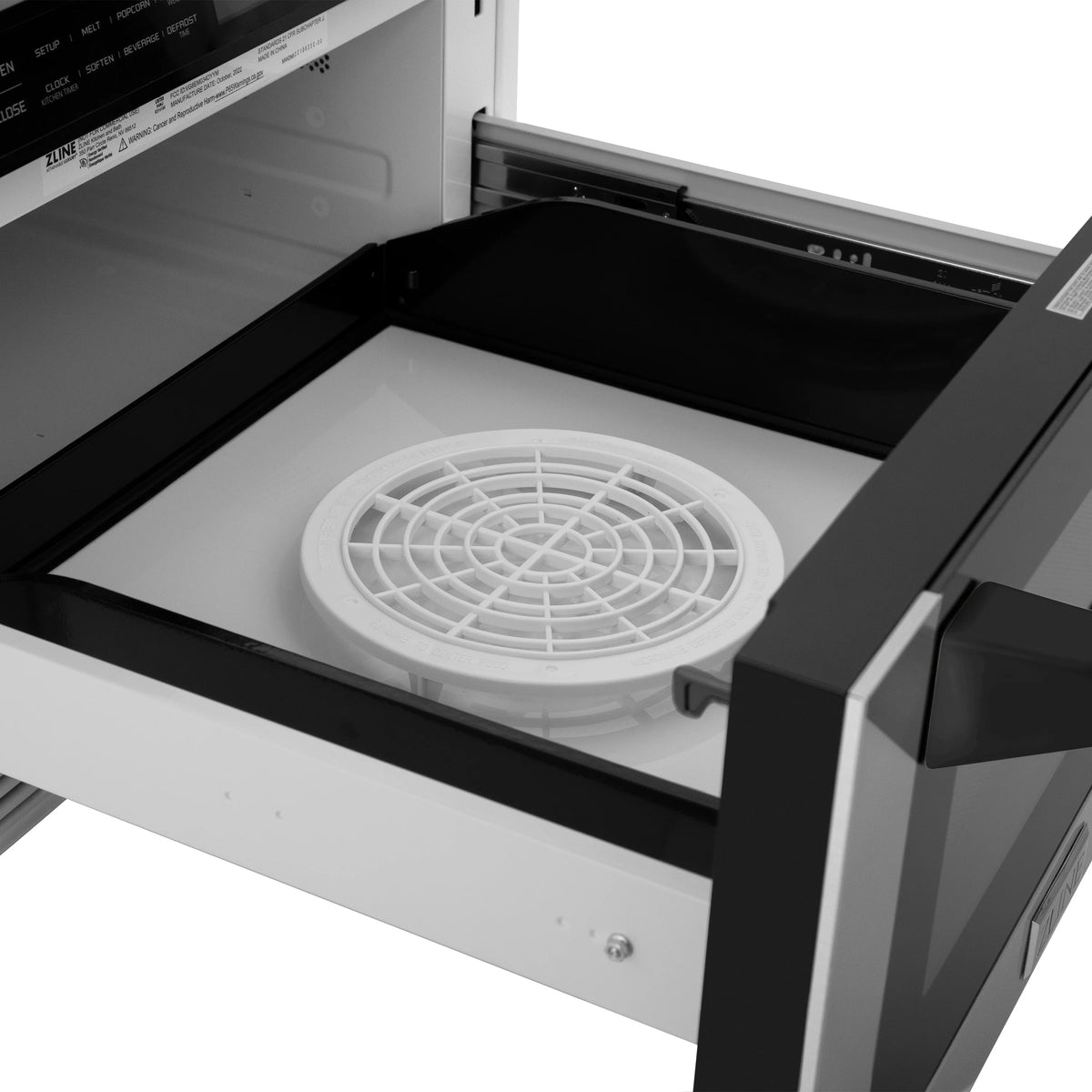 ZLINE - Autograph Edition 24&quot; 1.2 cu. ft. Built-in Microwave Drawer with a Traditional Handle in Stainless Steel and Matte Black Accents