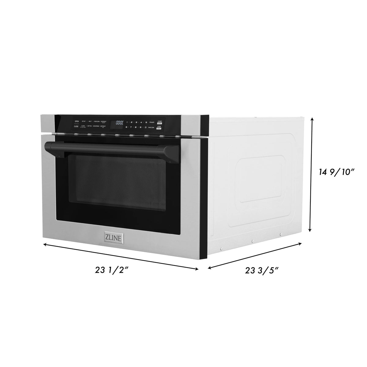 ZLINE - Autograph Edition 24&quot; 1.2 cu. ft. Built-in Microwave Drawer with a Traditional Handle in Stainless Steel and Matte Black Accents