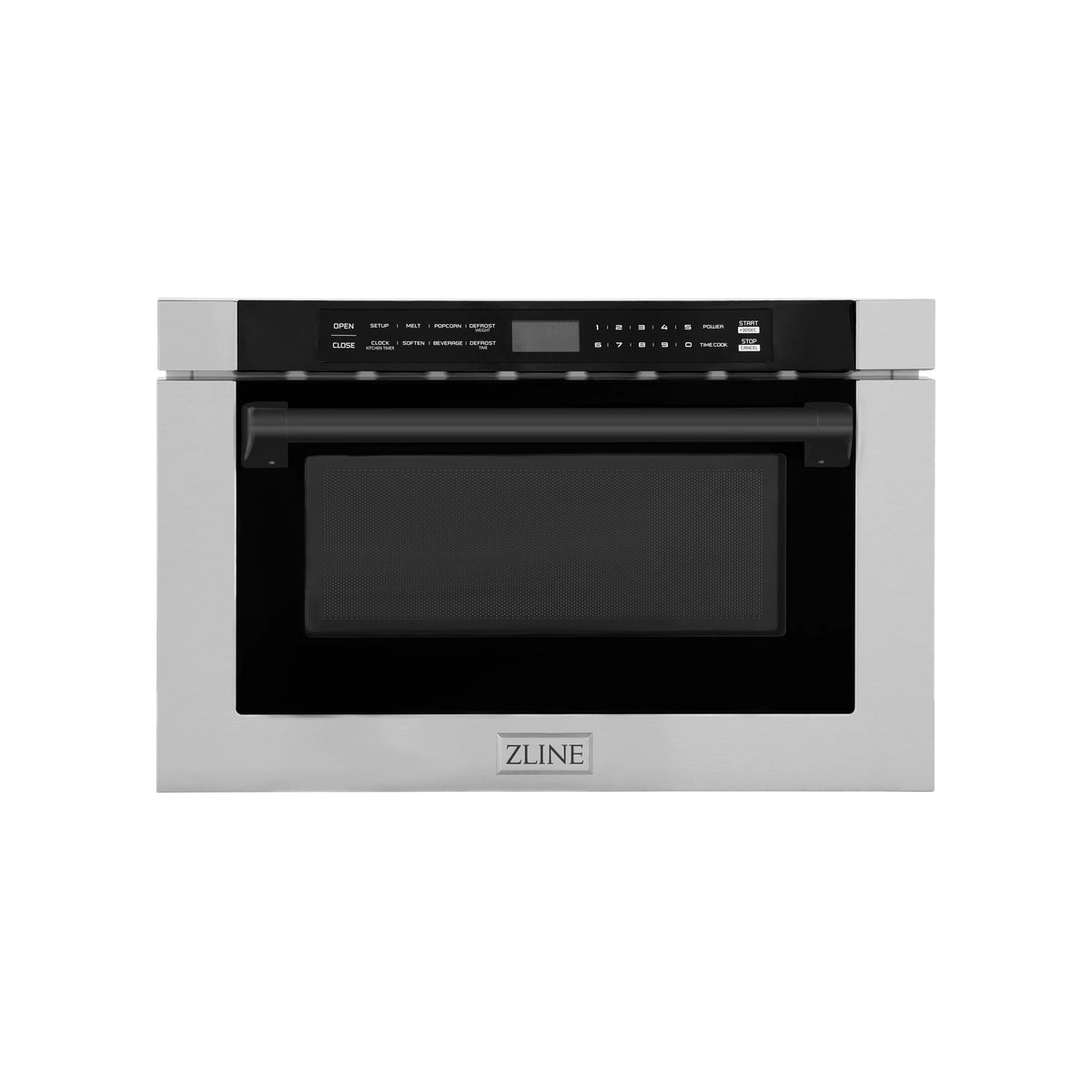 ZLINE - Autograph Edition 24&quot; 1.2 cu. ft. Built-in Microwave Drawer with a Traditional Handle in Stainless Steel and Matte Black Accents