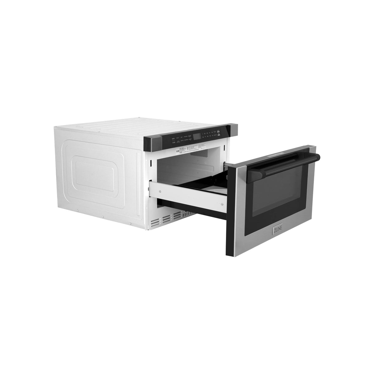 ZLINE - Autograph Edition 24&quot; 1.2 cu. ft. Built-in Microwave Drawer with a Traditional Handle in Stainless Steel and Matte Black Accents