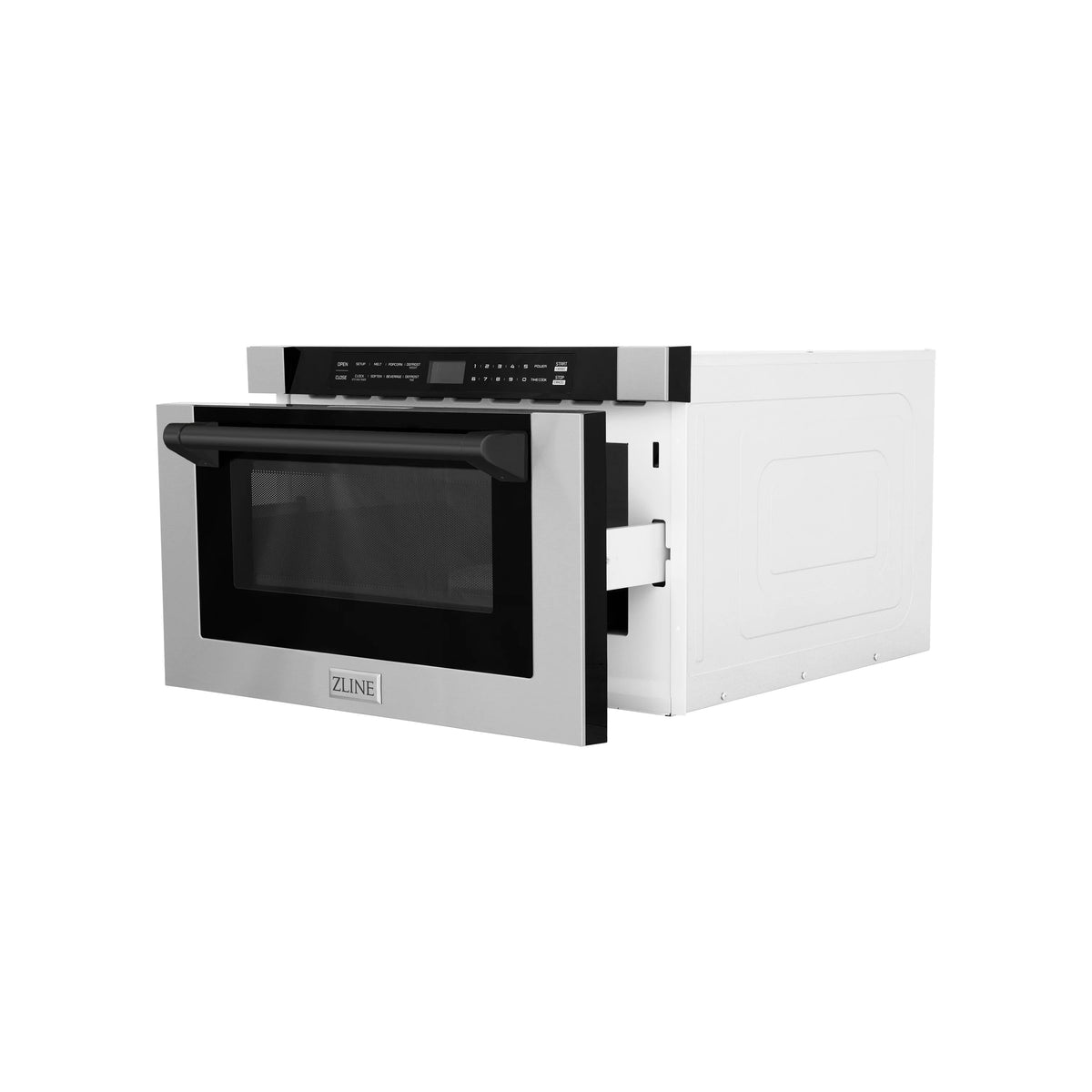 ZLINE - Autograph Edition 24&quot; 1.2 cu. ft. Built-in Microwave Drawer with a Traditional Handle in Stainless Steel and Matte Black Accents