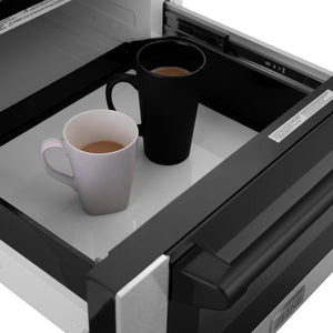 ZLINE Autograph Edition 24" 1.2 cu. ft. Built-in Microwave Drawer, Traditional Handle in Stainless Steel, Matte Black Accents