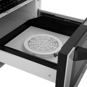 ZLINE Autograph Edition 24" 1.2 cu. ft. Built-in Microwave Drawer, Traditional Handle in Stainless Steel, Matte Black Accents