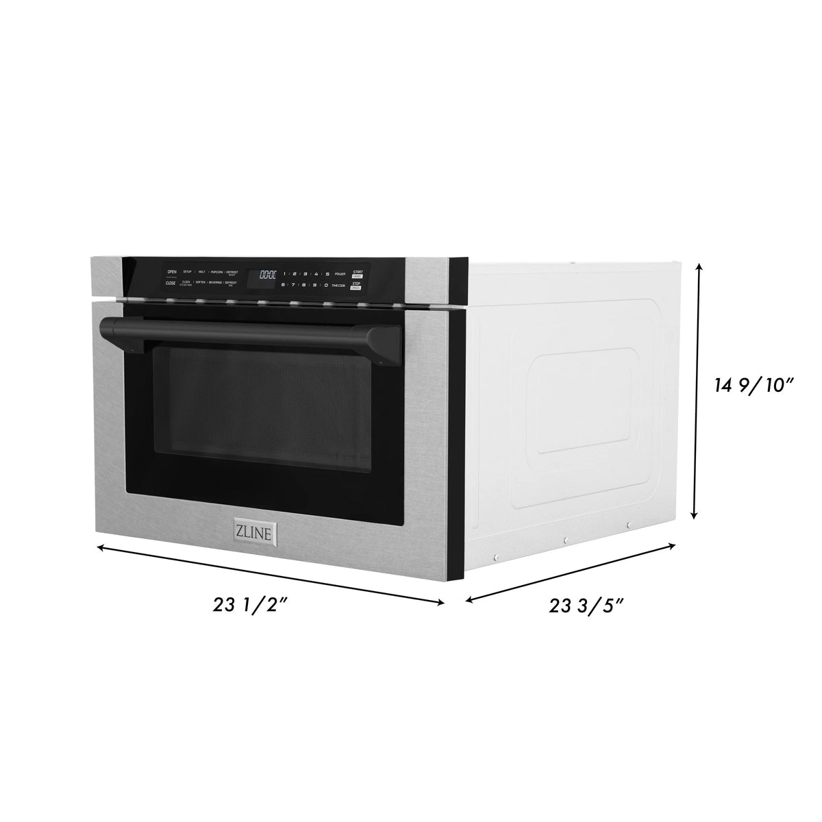 ZLINE - Autograph Edition 24&quot; 1.2 cu. ft. Built-in Microwave Drawer, Traditional Handle in Stainless Steel, Matte Black Accents